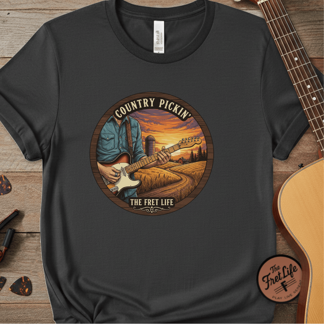 Printify T-Shirt Graphite / S Country Pickin' Guitar T-Shirt