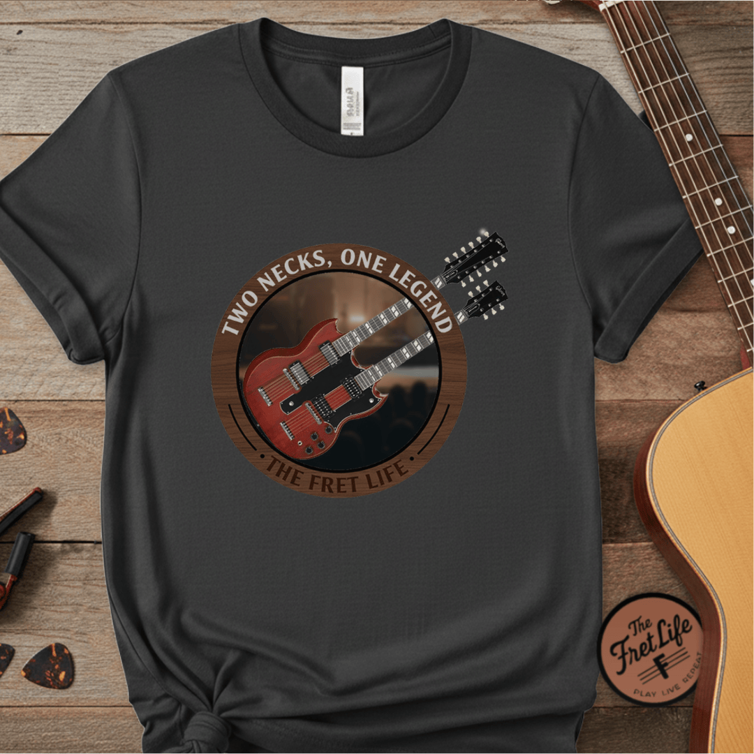 Printify T-Shirt Graphite / S Double Neck T-Shirt | LZ Guitar Legend Tee