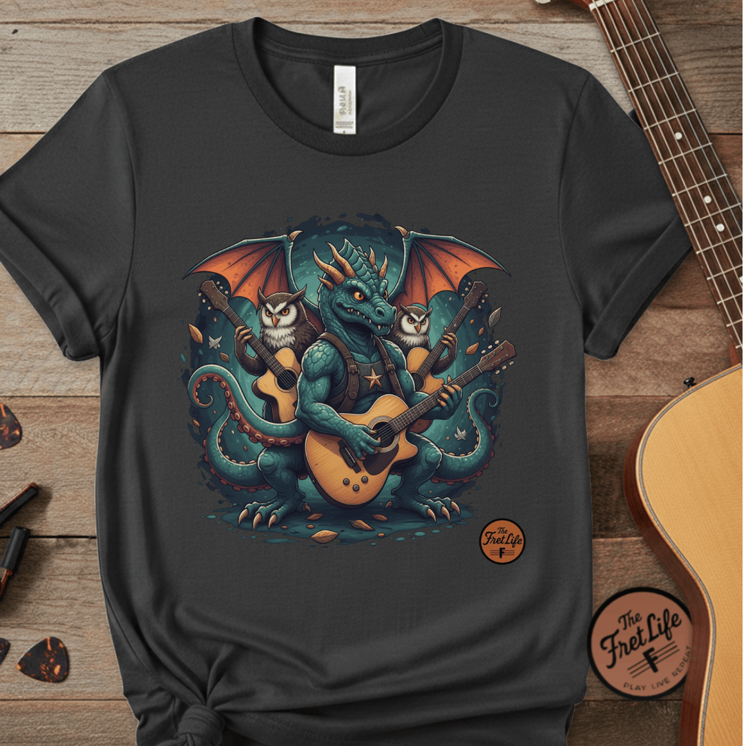 Printify T-Shirt Graphite / S Dragon's Chord: Epic Guitar Tee