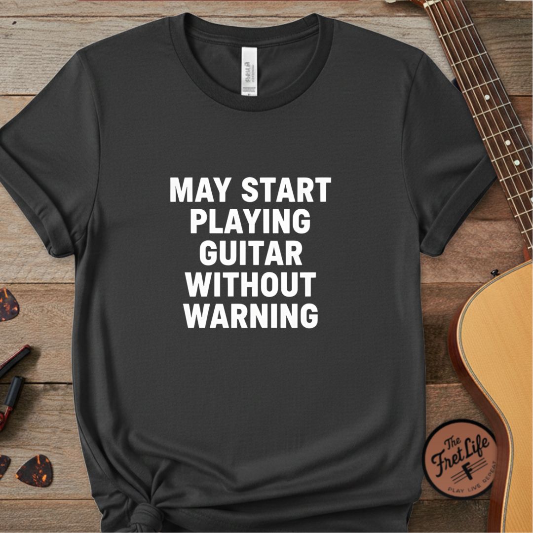 Printify T-Shirt Graphite / S Guitar Player Warning Label | Premium T-Shirt