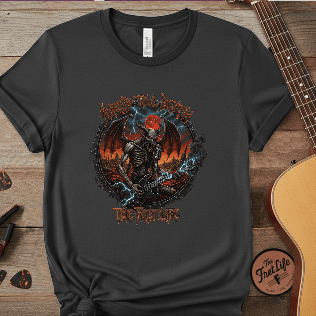 Printify T-Shirt Graphite / S Shred Till Death: Unleash the Fret Life Tee