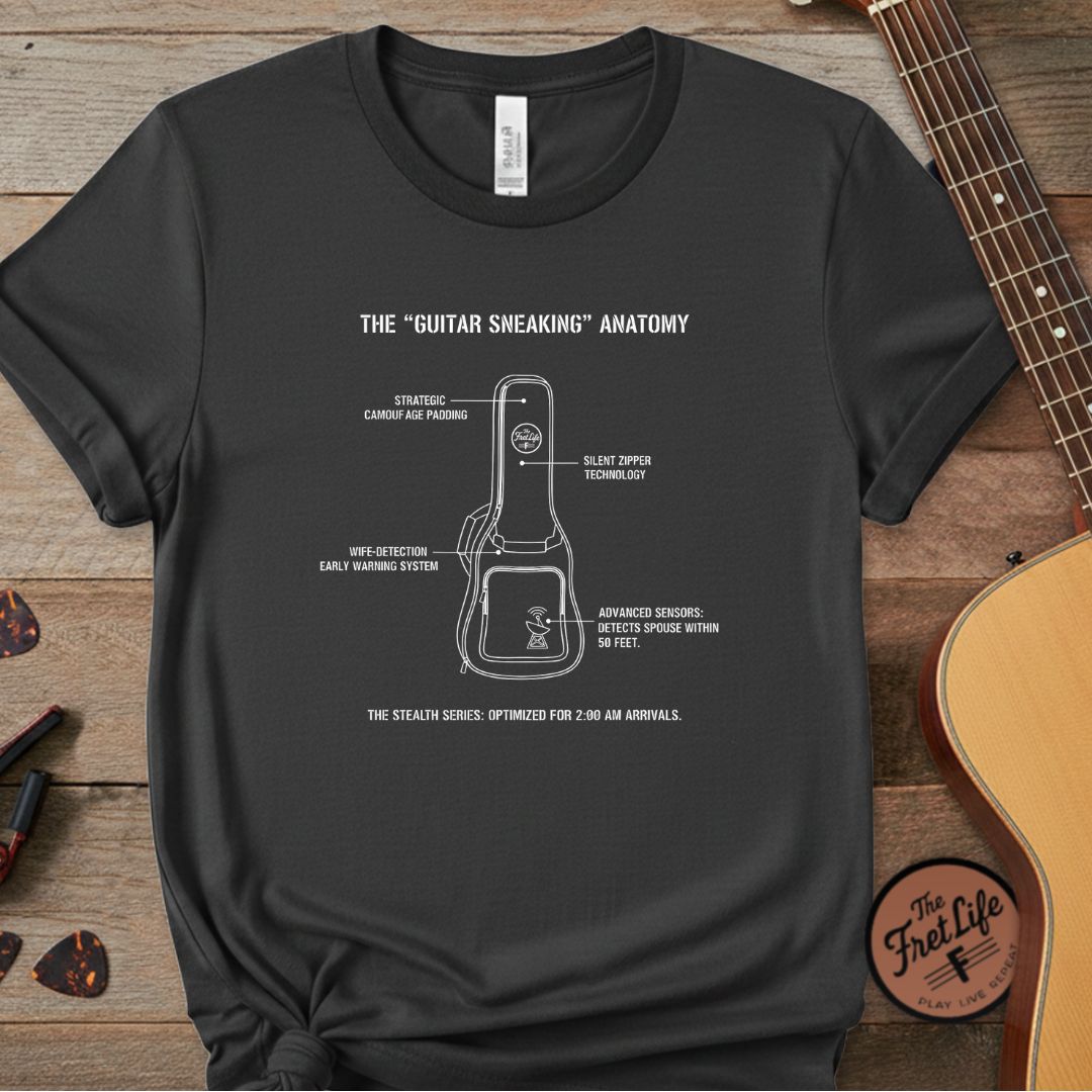 Printify T-Shirt Graphite / S The "Guitar Sneaking" Anatomy: Stealth Series T-Shirt