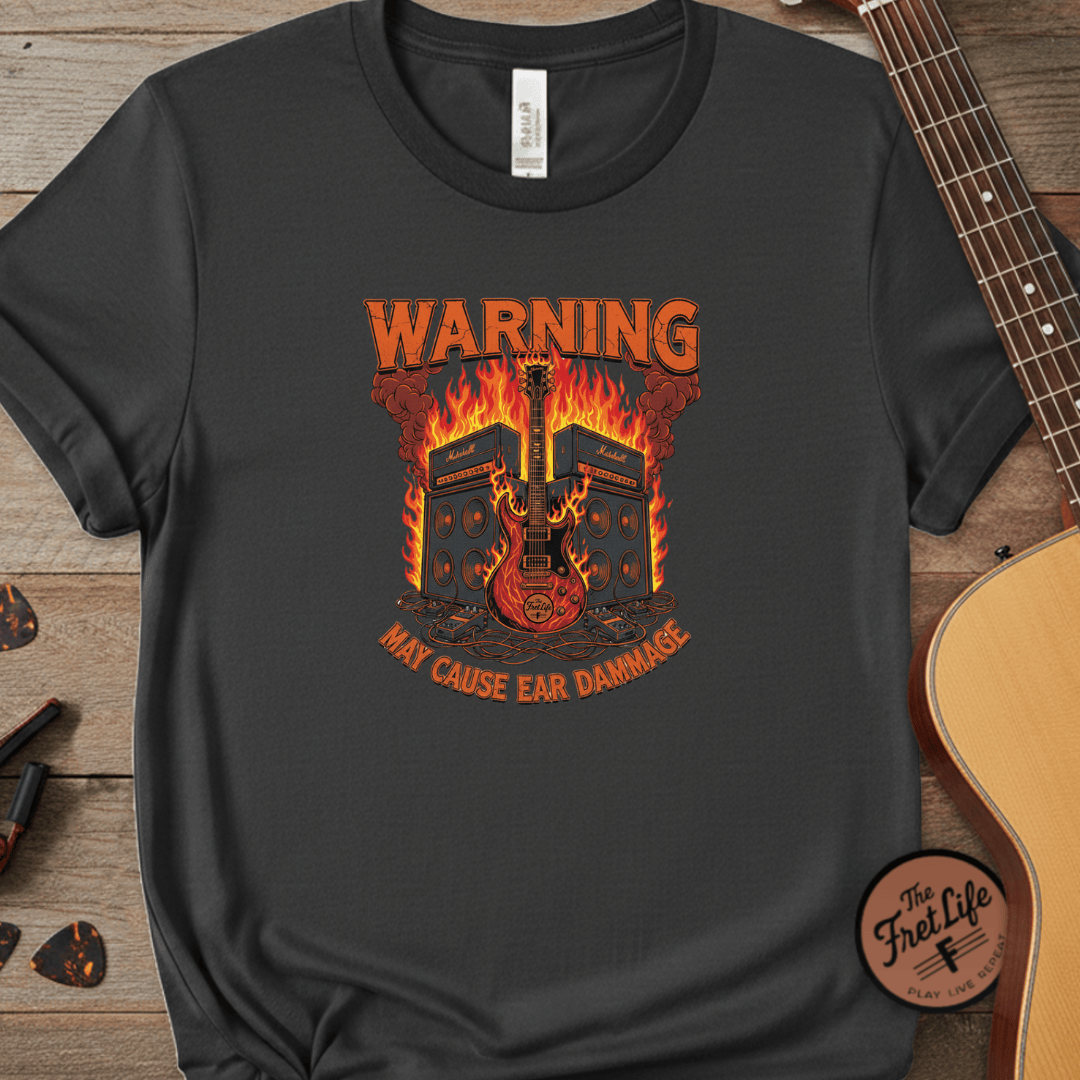 Printify T-Shirt Graphite / S WARNING: May Cause Ear Damage - The Amp Stack Tee