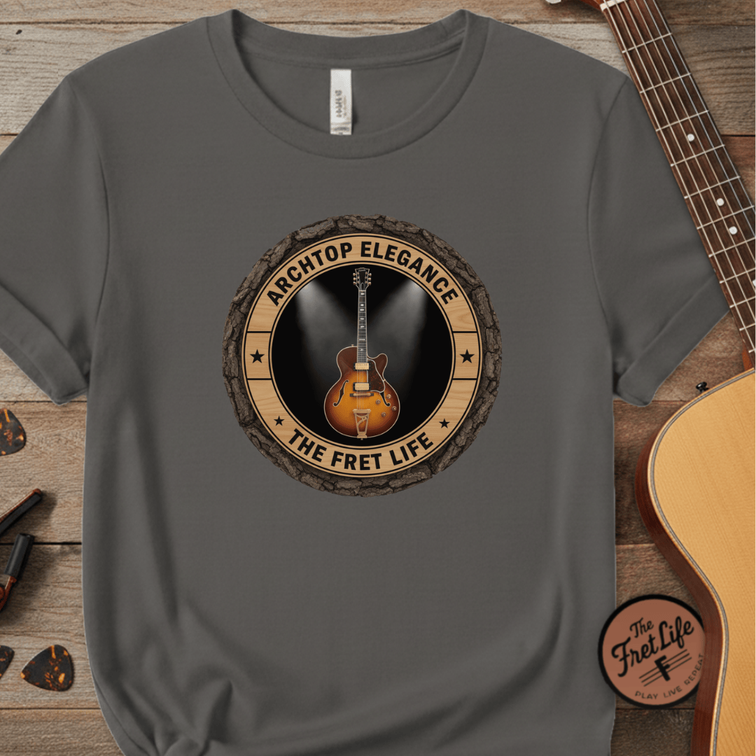 Printify T-Shirt Grey / S Archtop Elegance Tee | Jazz Guitar Big Band Blues Fan Shirt
