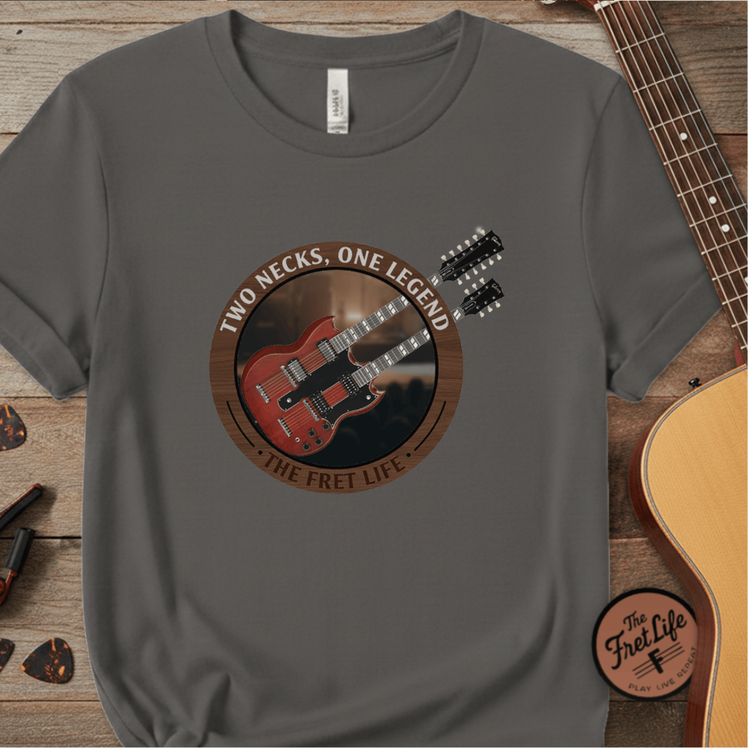 Printify T-Shirt Grey / S Double Neck T-Shirt | LZ Guitar Legend Tee