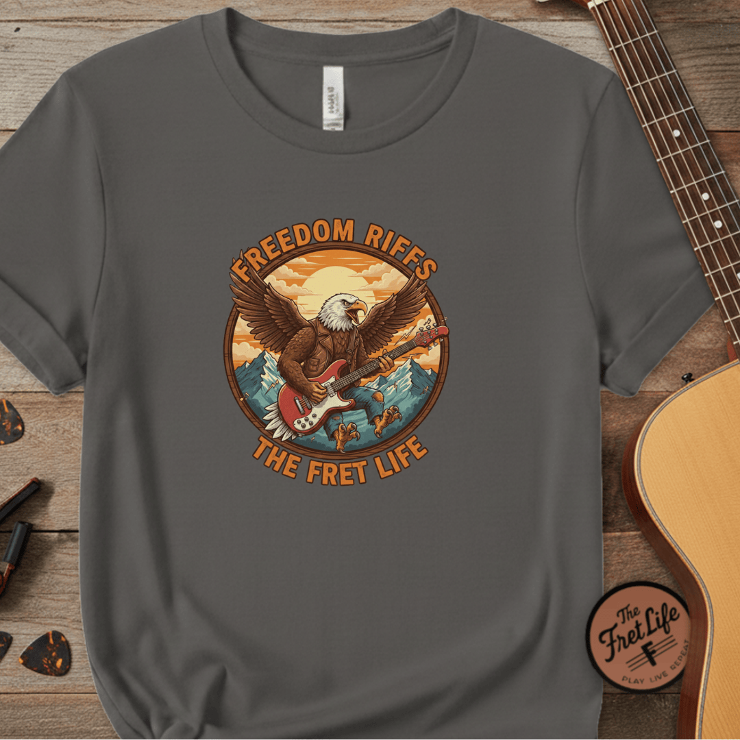 Printify T-Shirt Grey / S Freedom Riffs: The Eagle's Patriotic Shred Fret Life Tee
