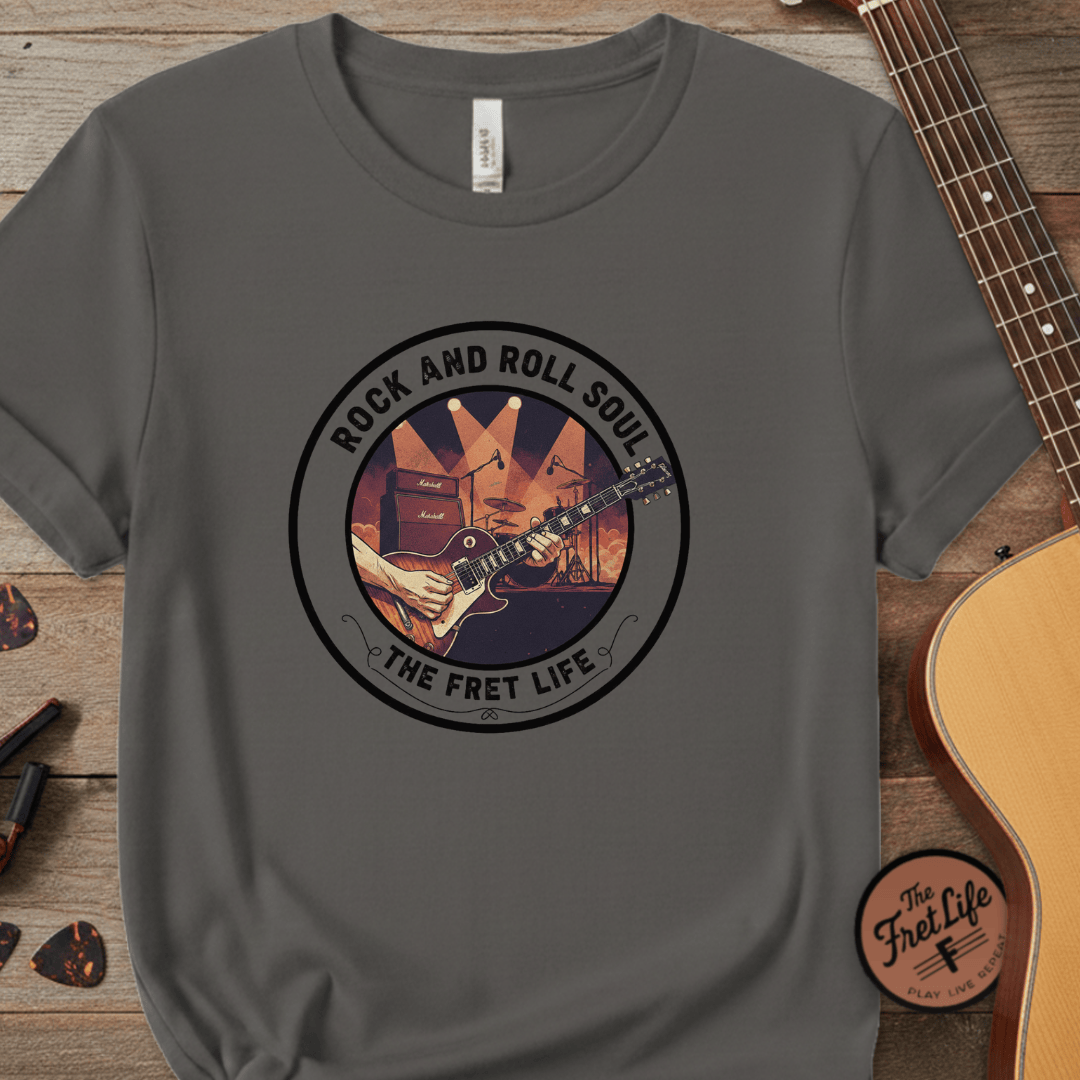 Printify T-Shirt Grey / S Rock and Roll Soul: The Fret Life Stage Tee
