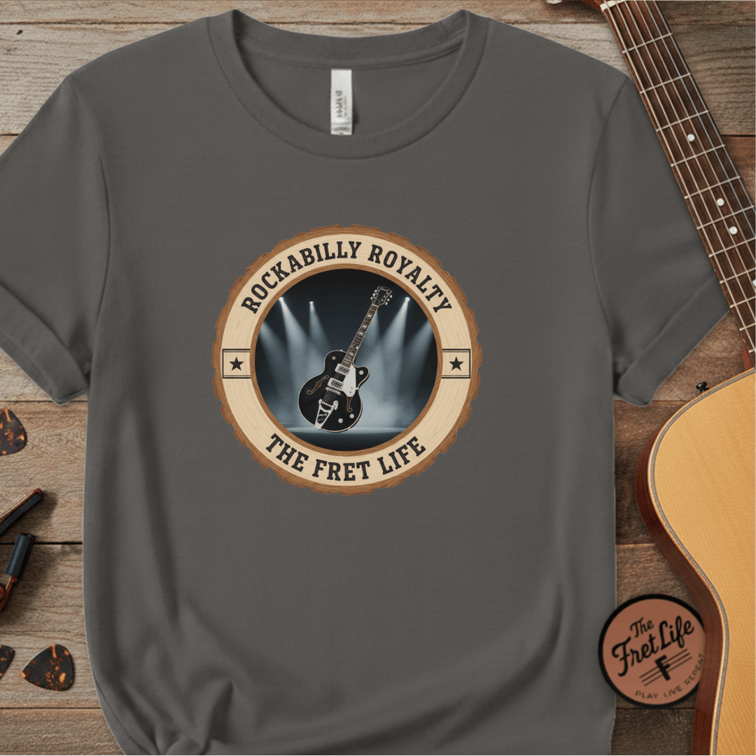 Printify T-Shirt Grey / S Rockabilly Royalty Tee | Gretsch Duo Jet Falcon Electric Guitar Shirt