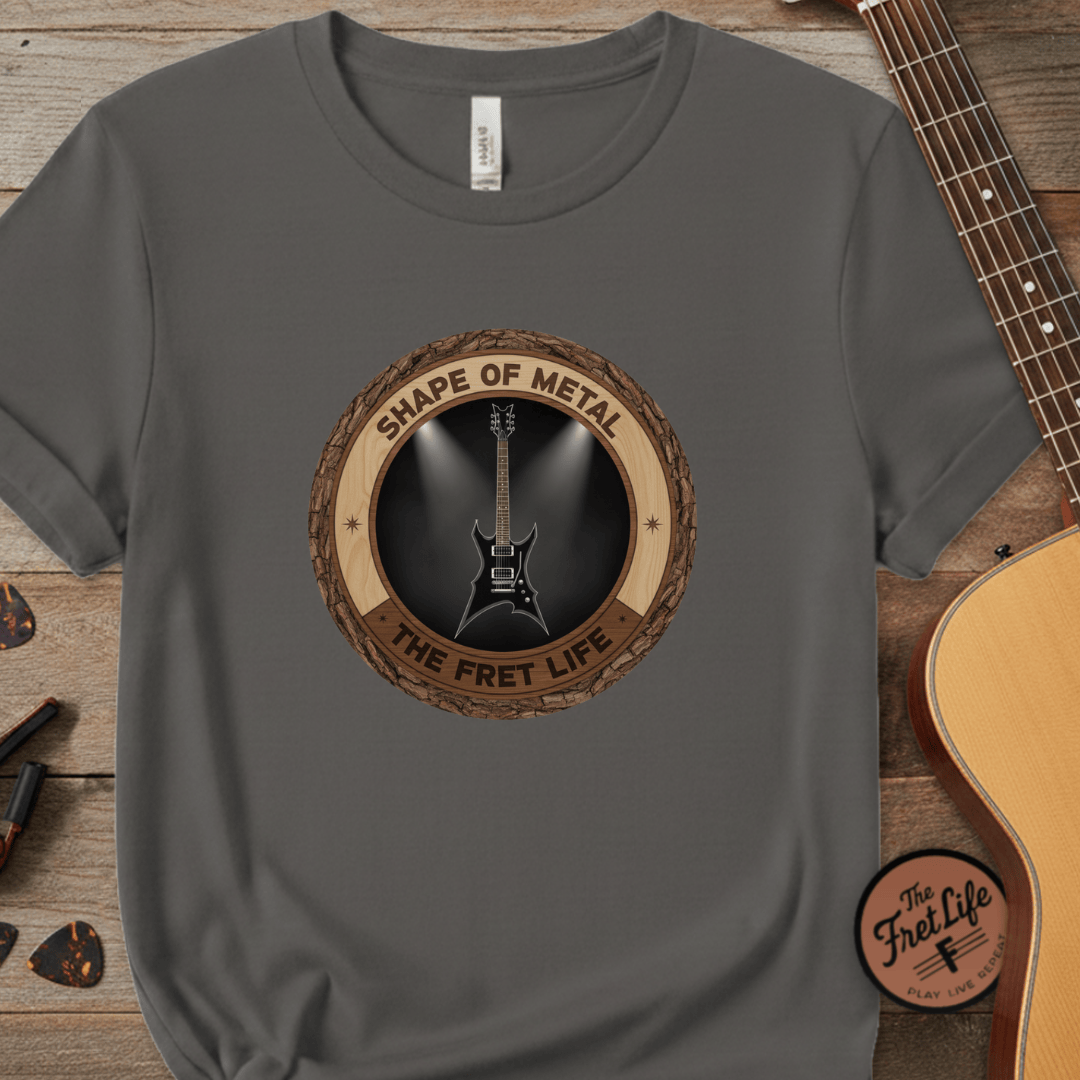 Printify T-Shirt Grey / S Shape of Metal Tee | BC Rich Warlock Mockingbird Heavy Metal Guitar Shirt