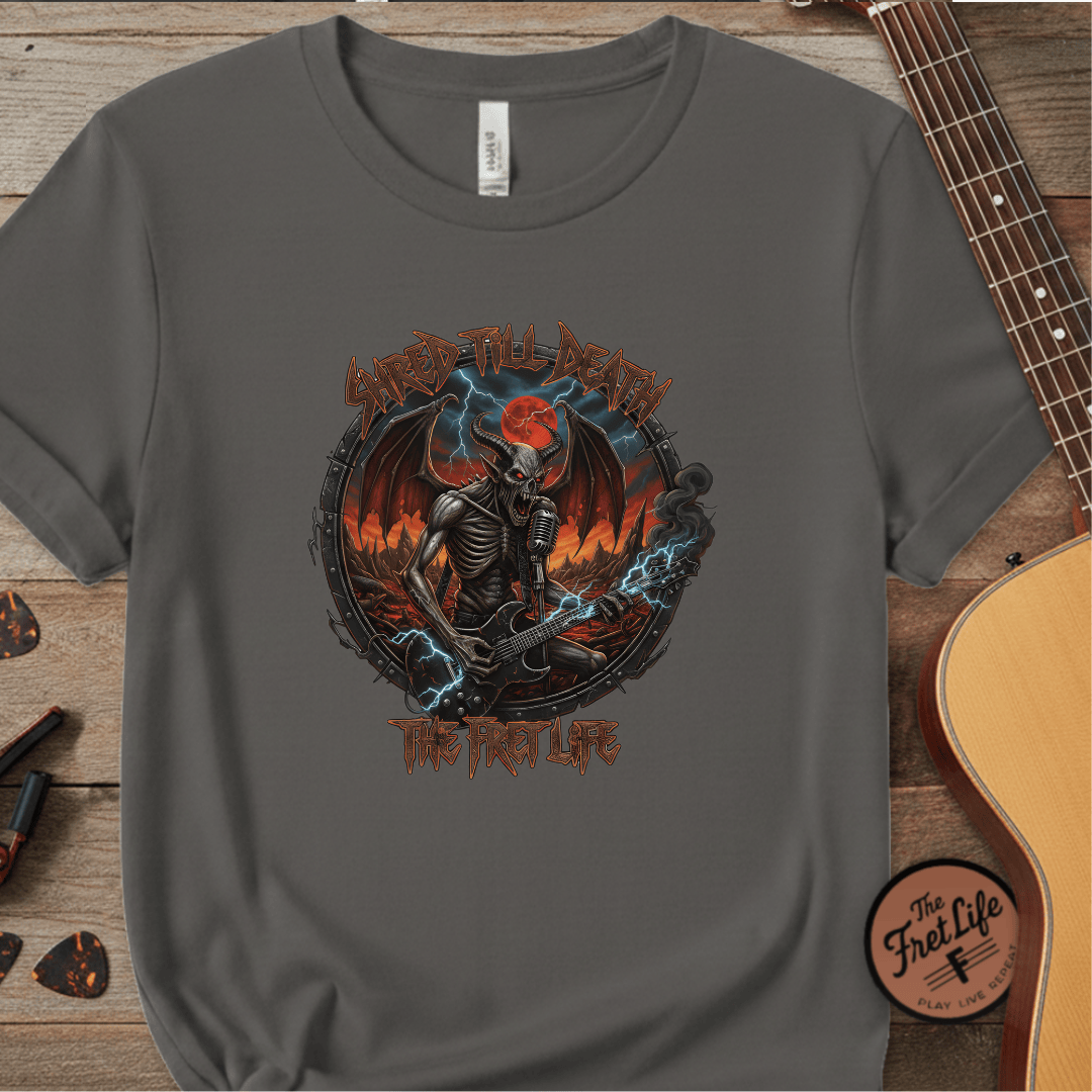 Printify T-Shirt Grey / S Shred Till Death: Unleash the Fret Life Tee