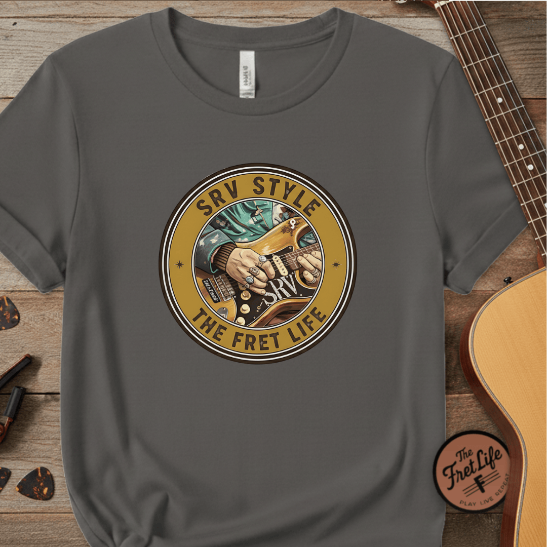Printify T-Shirt Grey / S SRV Style T-Shirt |Blues Guitar Fan Tee