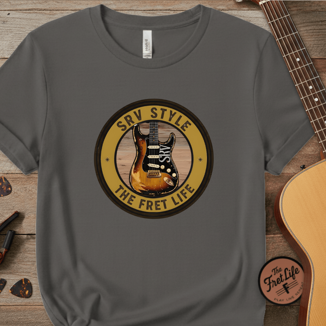 Printify T-Shirt Grey / S SRV Style Tee | Blues Guitar Fan T-Shirt