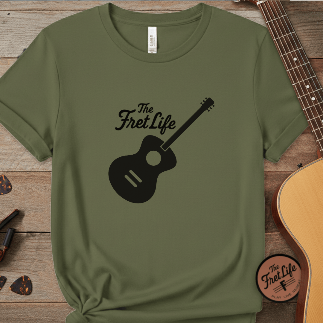 Printify T-Shirt Hemp / S Acoustic Guitar, The Fret Life, Unisex Garment-Dyed T-shirt