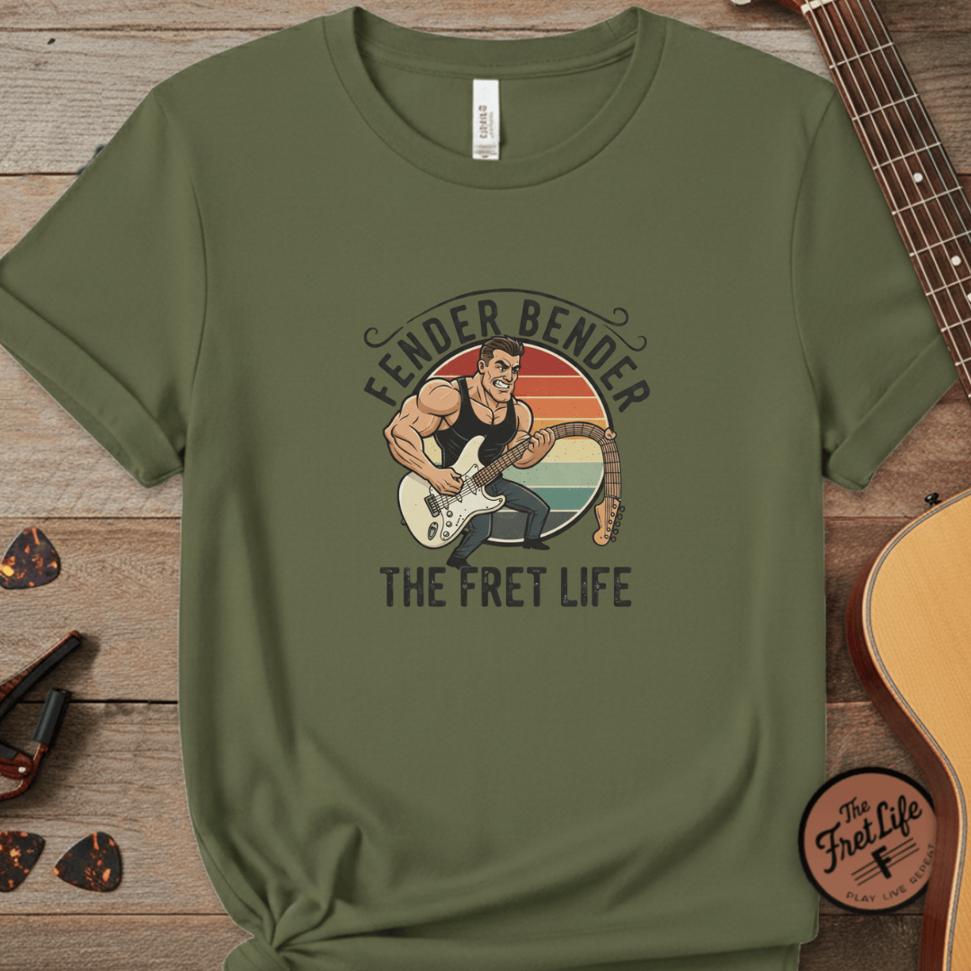 Printify T-Shirt Hemp / S Fender Bender: The Fret Life T-Shirt (Vintage Rocker Edition)