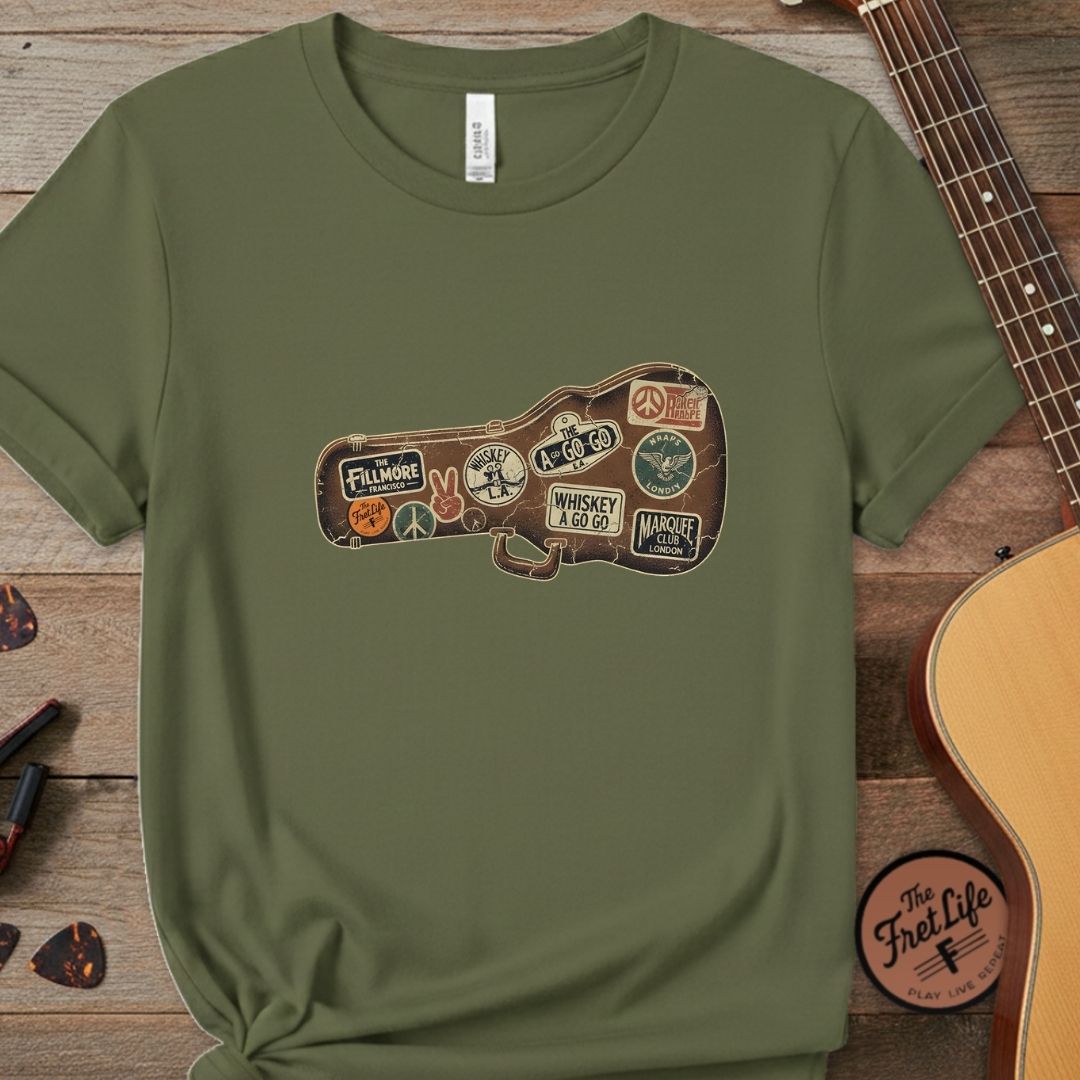 Printify T-Shirt Hemp / S Road Worn: Vintage Venue Sticker Case T-Shirt