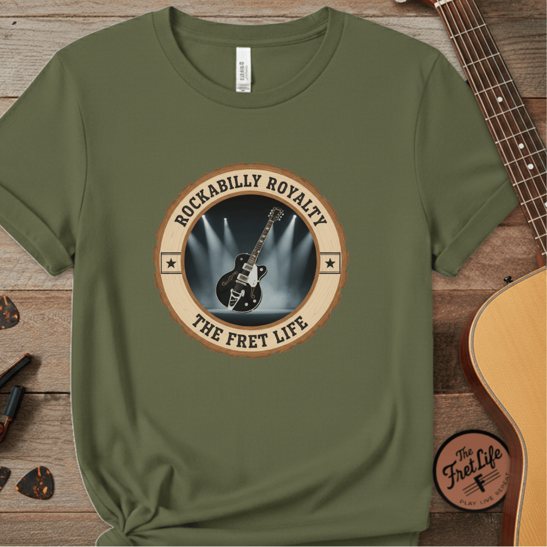 Printify T-Shirt Hemp / S Rockabilly Royalty Tee | Gretsch Duo Jet Falcon Electric Guitar Shirt