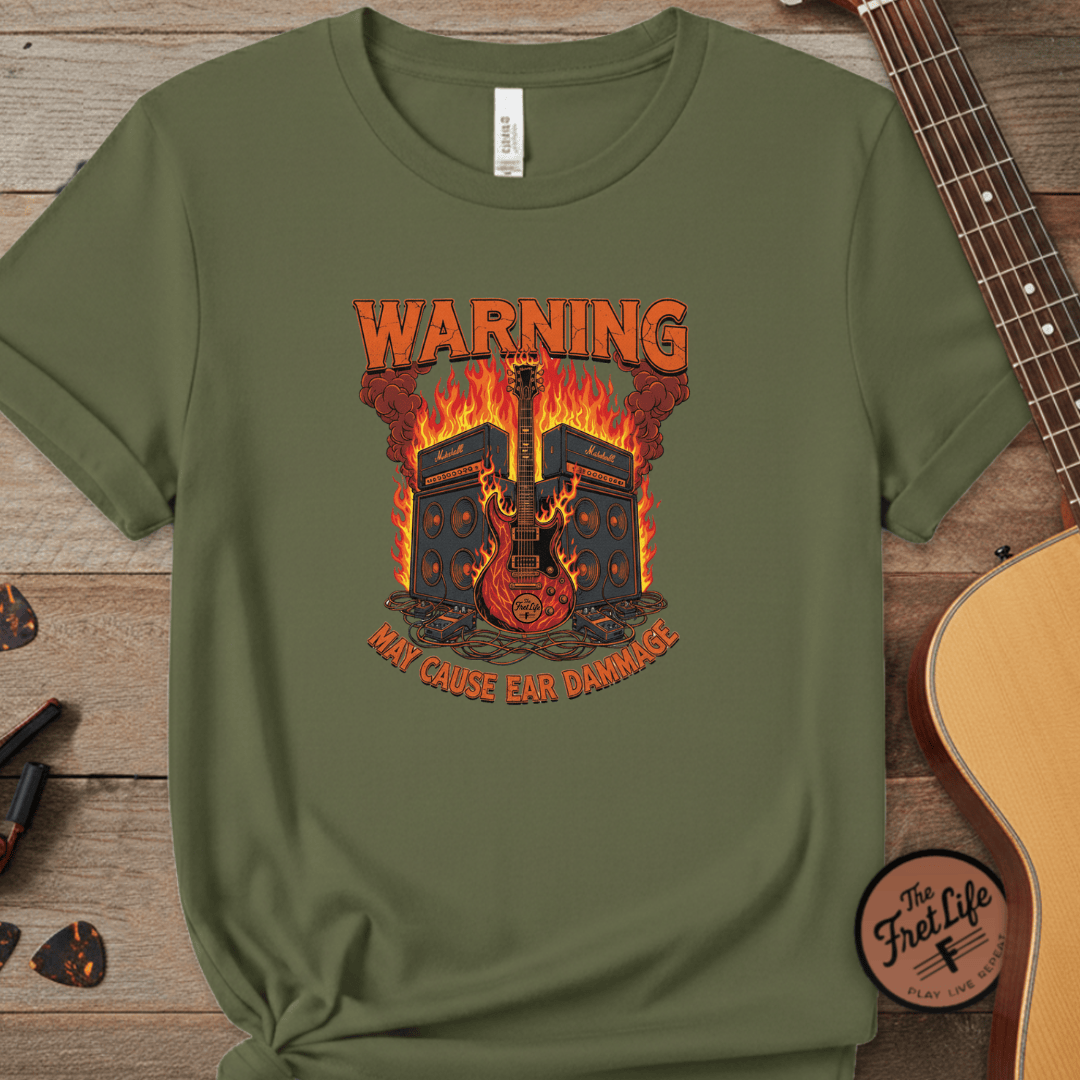 Printify T-Shirt Hemp / S WARNING: May Cause Ear Damage - The Amp Stack Tee