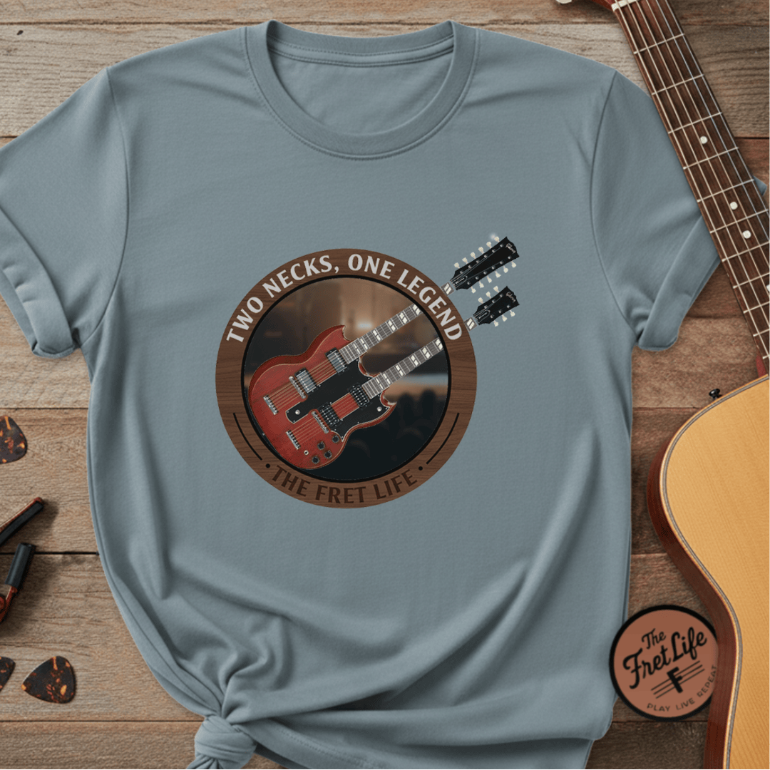 Printify T-Shirt Ice Blue / S Double Neck T-Shirt | LZ Guitar Legend Tee