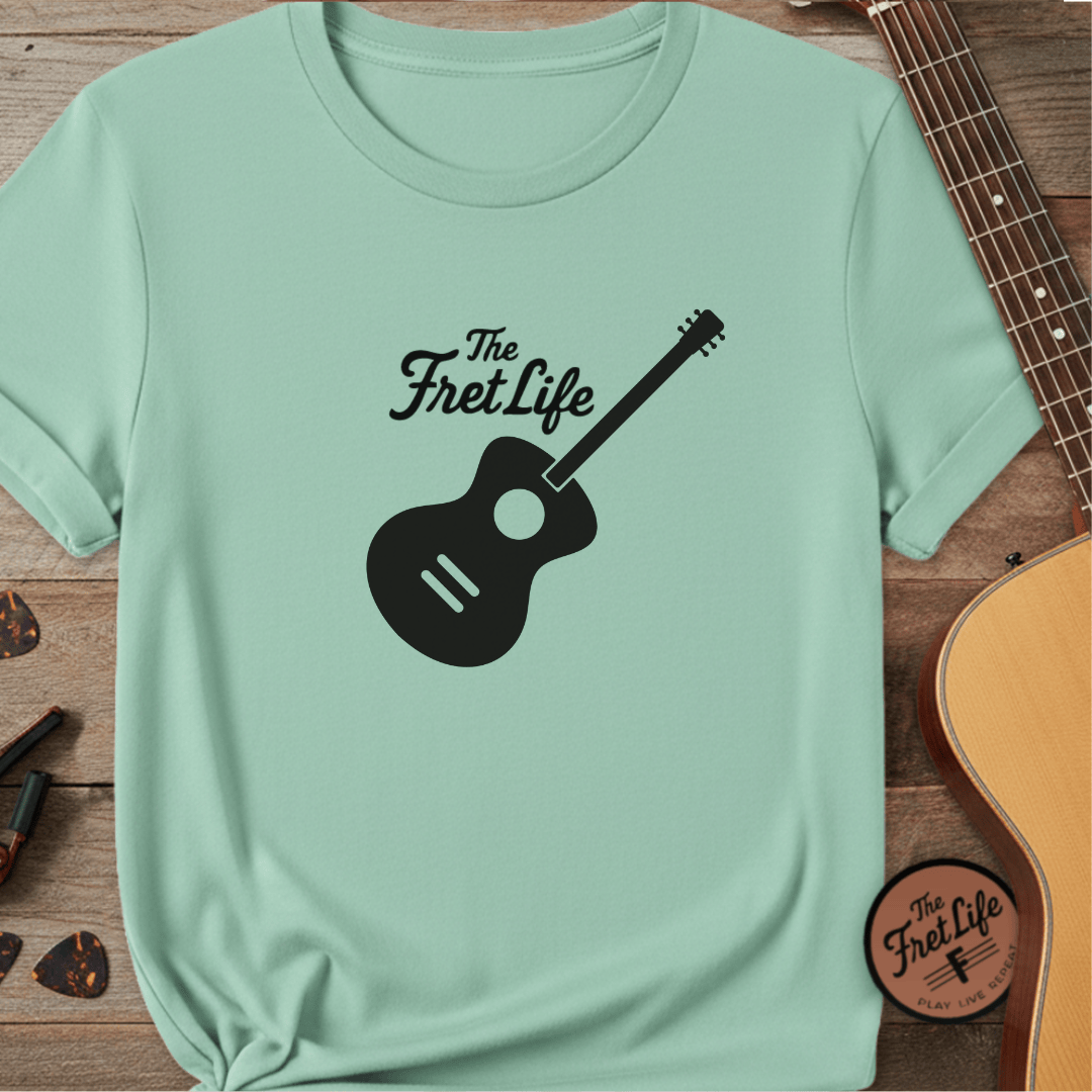 Printify T-Shirt Island Reef / S Acoustic Guitar, The Fret Life, Unisex Garment-Dyed T-shirt