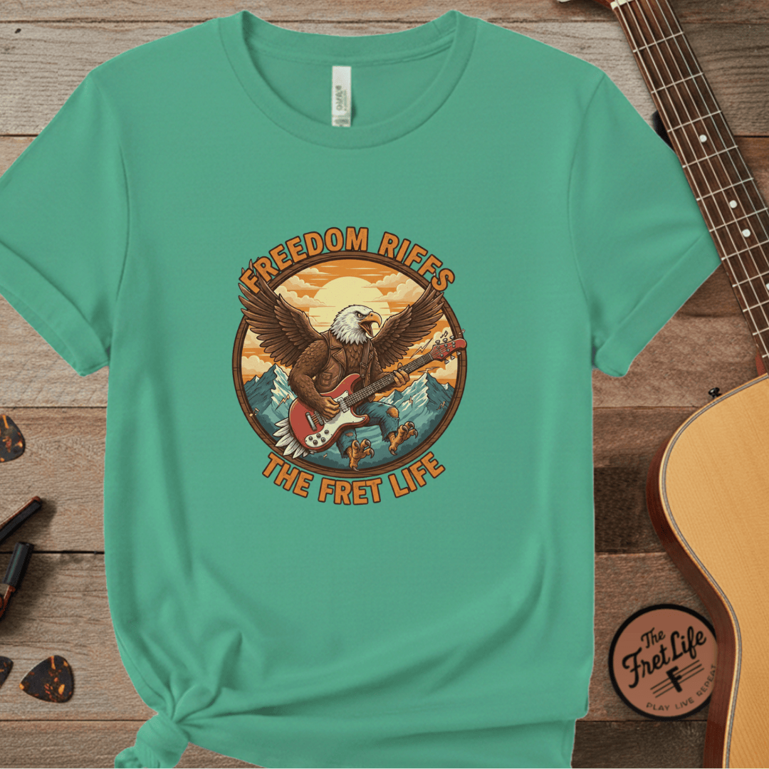Printify T-Shirt Island Reef / S Freedom Riffs: The Eagle's Patriotic Shred Fret Life Tee