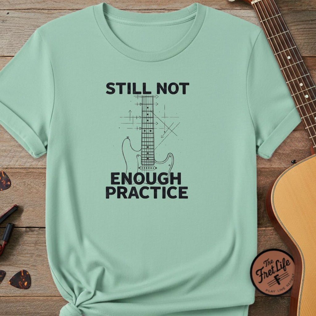 Printify T-Shirt Island Reef / S "Still Not Enough Practice" Premium Tee – Vintage Blueprint Guitar Graphic