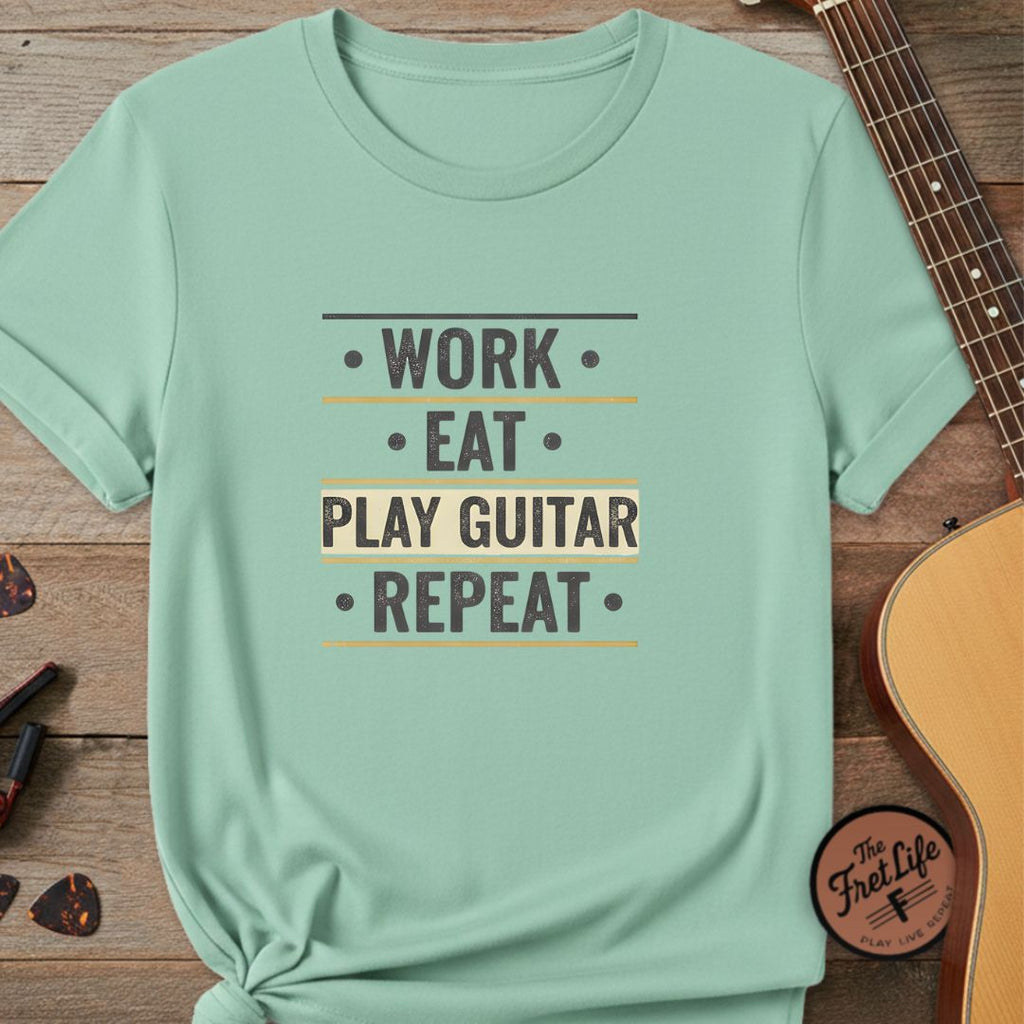 Printify T-Shirt Island Reef / S Work Eat Play Guitar Repeat | Premium T-Shirt