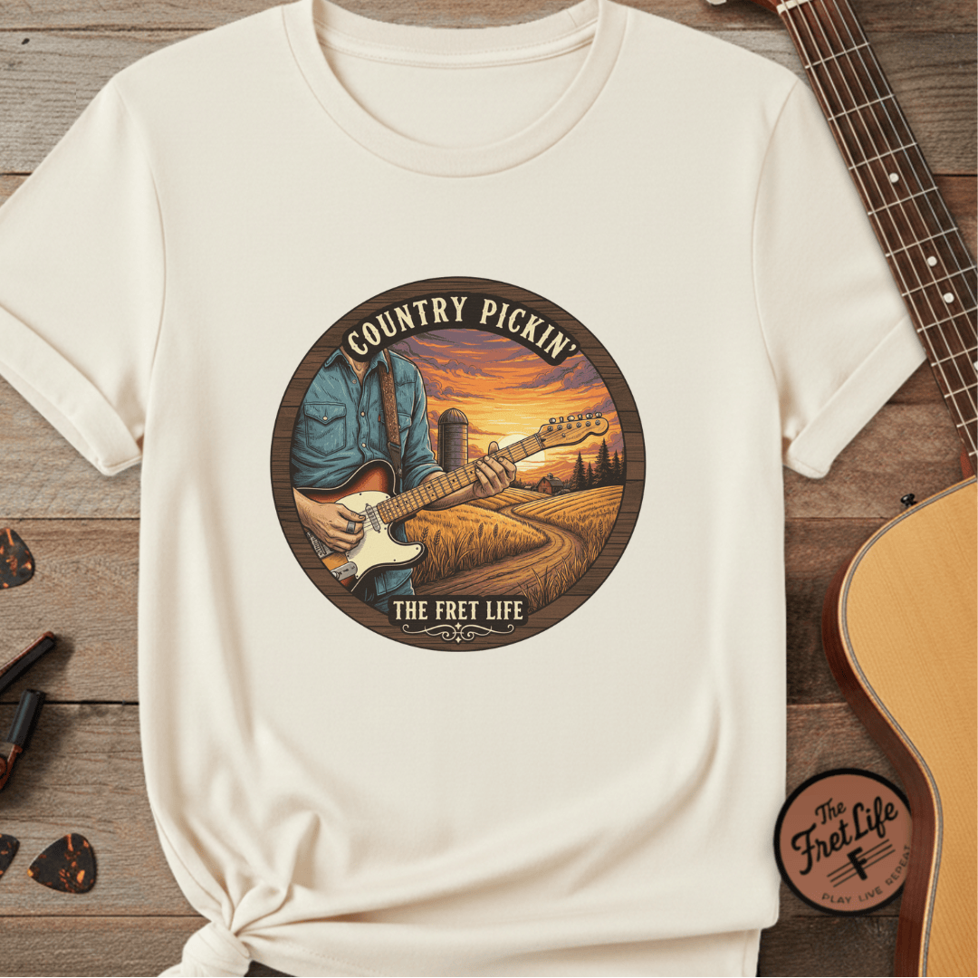Printify T-Shirt Ivory / S Country Pickin' Guitar T-Shirt