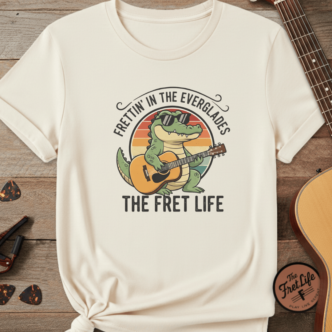 Printify T-Shirt Ivory / S Frettin' in the Everglades: The Gator Guitarist Tee