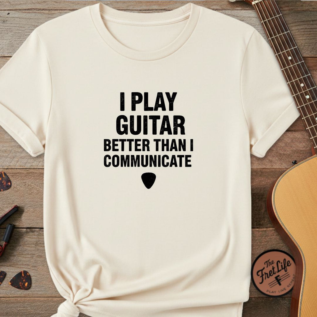 Printify T-Shirt Ivory / S "I Play Guitar Better Than I Communicate" Premium Tee