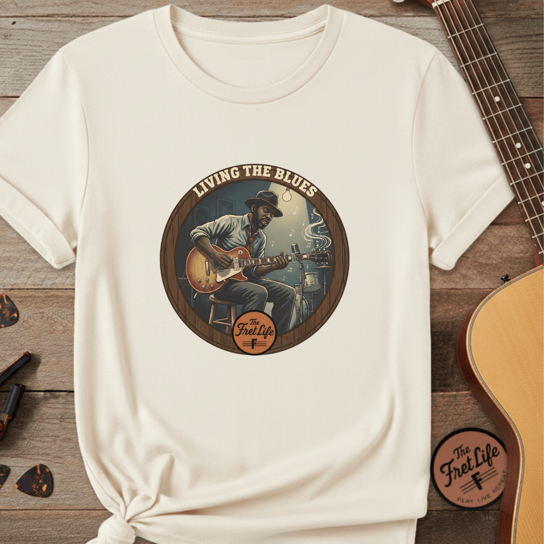 Printify T-Shirt Ivory / S Living The Blues - Fret Life Edition Tee
