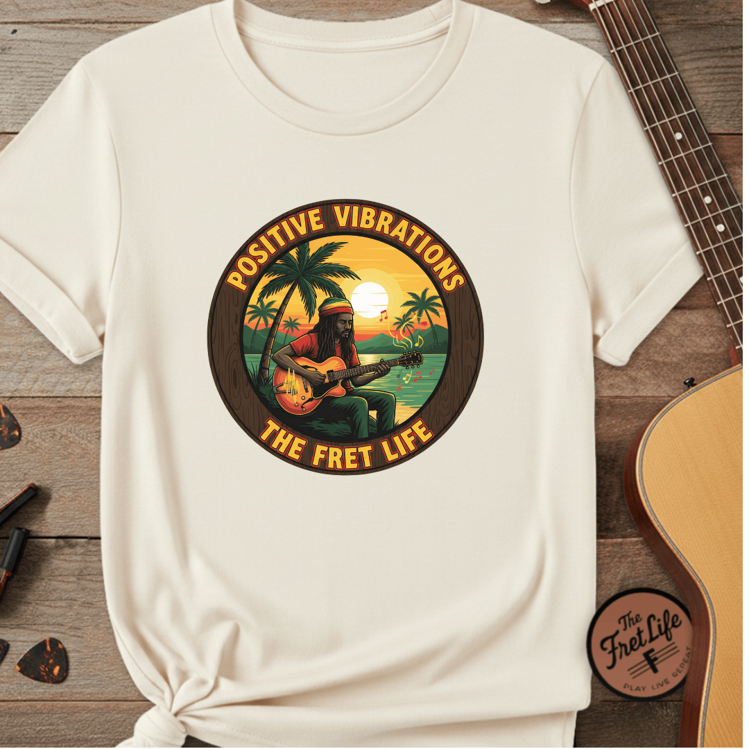 Printify T-Shirt Ivory / S Positive Vibrations - The Fret Life Reggae Tee