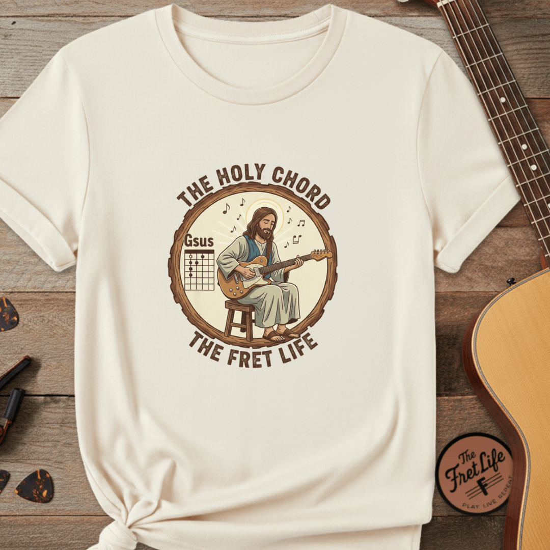 Printify T-Shirt Ivory / S The Holy Chord Gsus T-Shirt: Faith, Music, and the Fret Life.