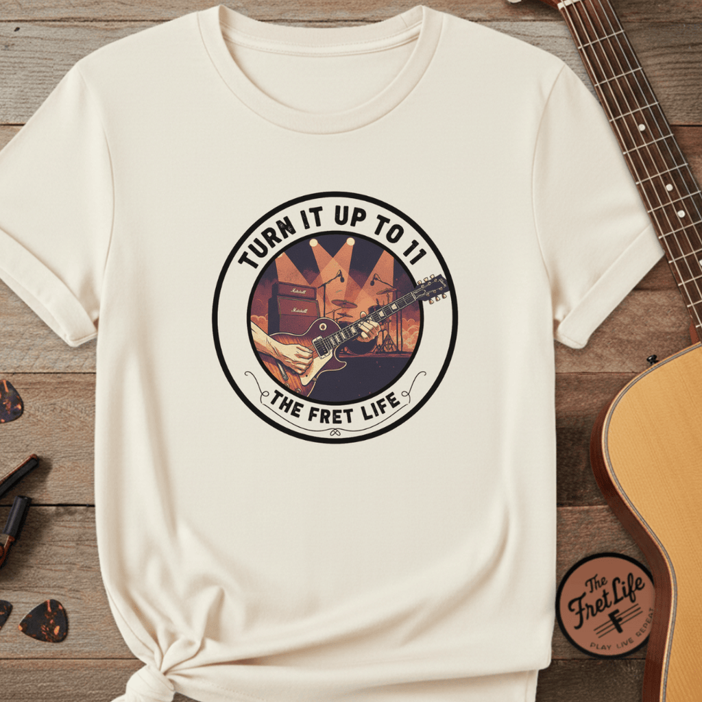 Printify T-Shirt Ivory / S Turn it Up to 11 Unisex Guitar T-Shirt - Music Lover Gift Idea