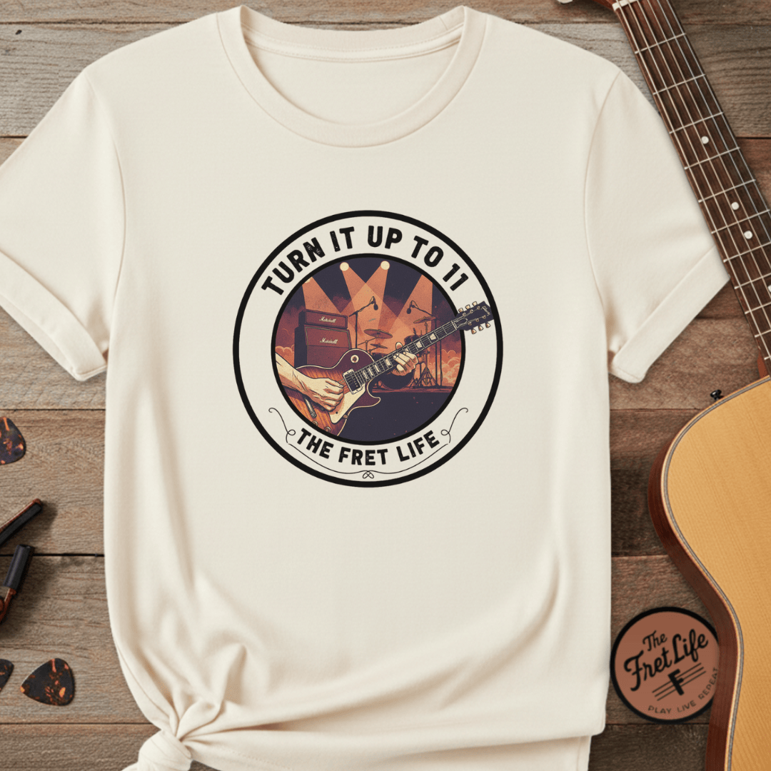 Printify T-Shirt Ivory / S Turn it Up to 11 Unisex Guitar T-Shirt - Music Lover Gift Idea