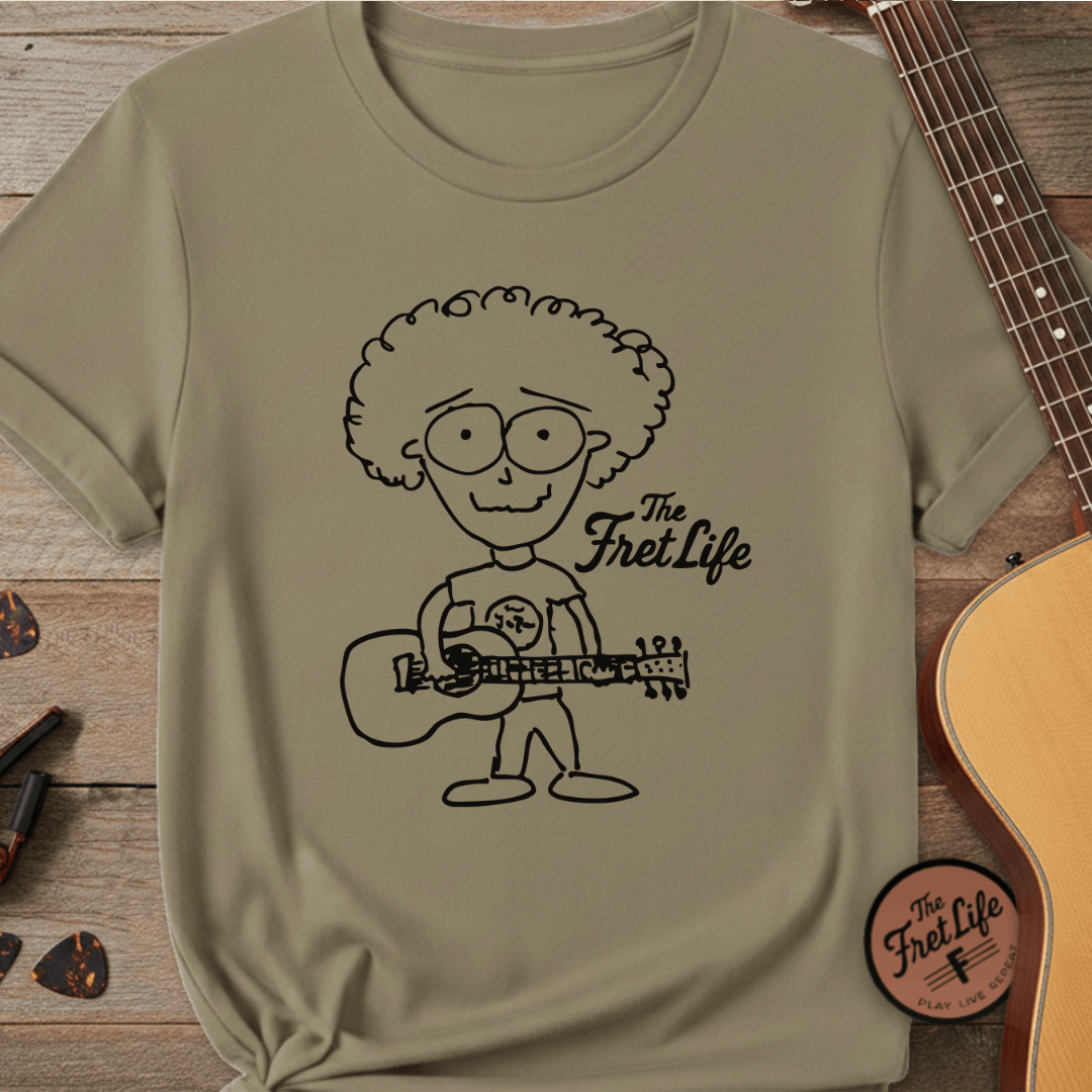 Printify T-Shirt Khaki / S "Acoustic Eyeball Rocker" Tee: Unplugged & Unhinged Guitarist Graphic