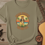 Printify T-Shirt Khaki / S Beach Rocker: Golden's Sunset Shred Fret Life Tee