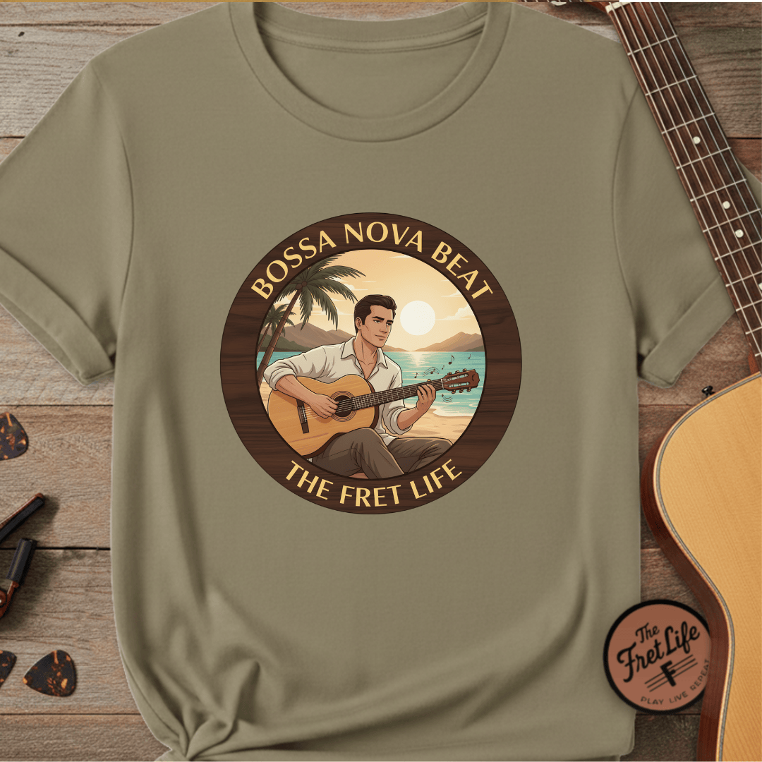 Printify T-Shirt Khaki / S Bossa Nova Beat - Sunshine Fret Life Tee