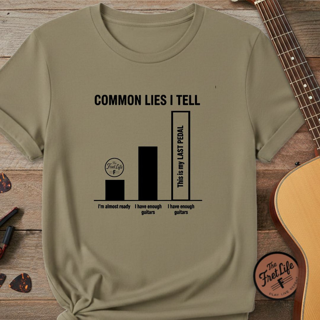 Printify T-Shirt Khaki / S Common Lies I Tell: Gear Addict Infographic T-Shirt