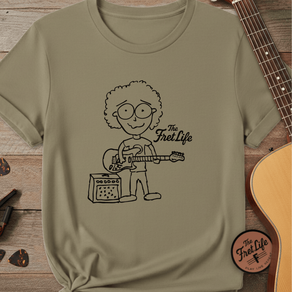 Printify T-Shirt Khaki / S "Electric Eyeball Rocker" Tee: Unplugged & Unhinged Guitarist Graphic