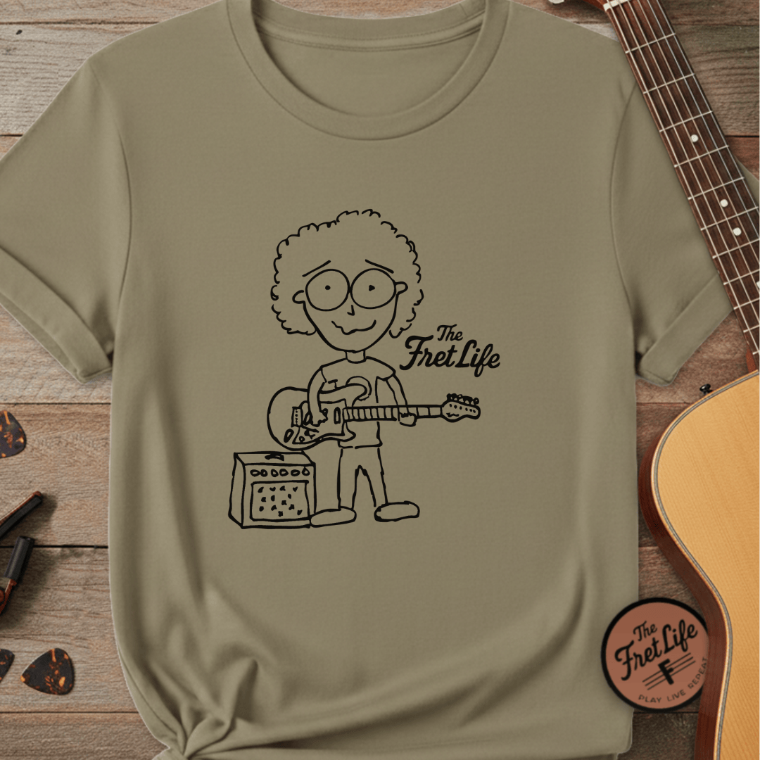 Printify T-Shirt Khaki / S "Electric Eyeball Rocker" Tee: Unplugged & Unhinged Guitarist Graphic