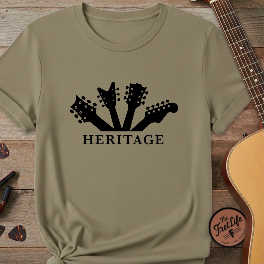 Printify T-Shirt Khaki / S Fret Life Heritage: Vintage Headstock Aesthetic T-Shirt