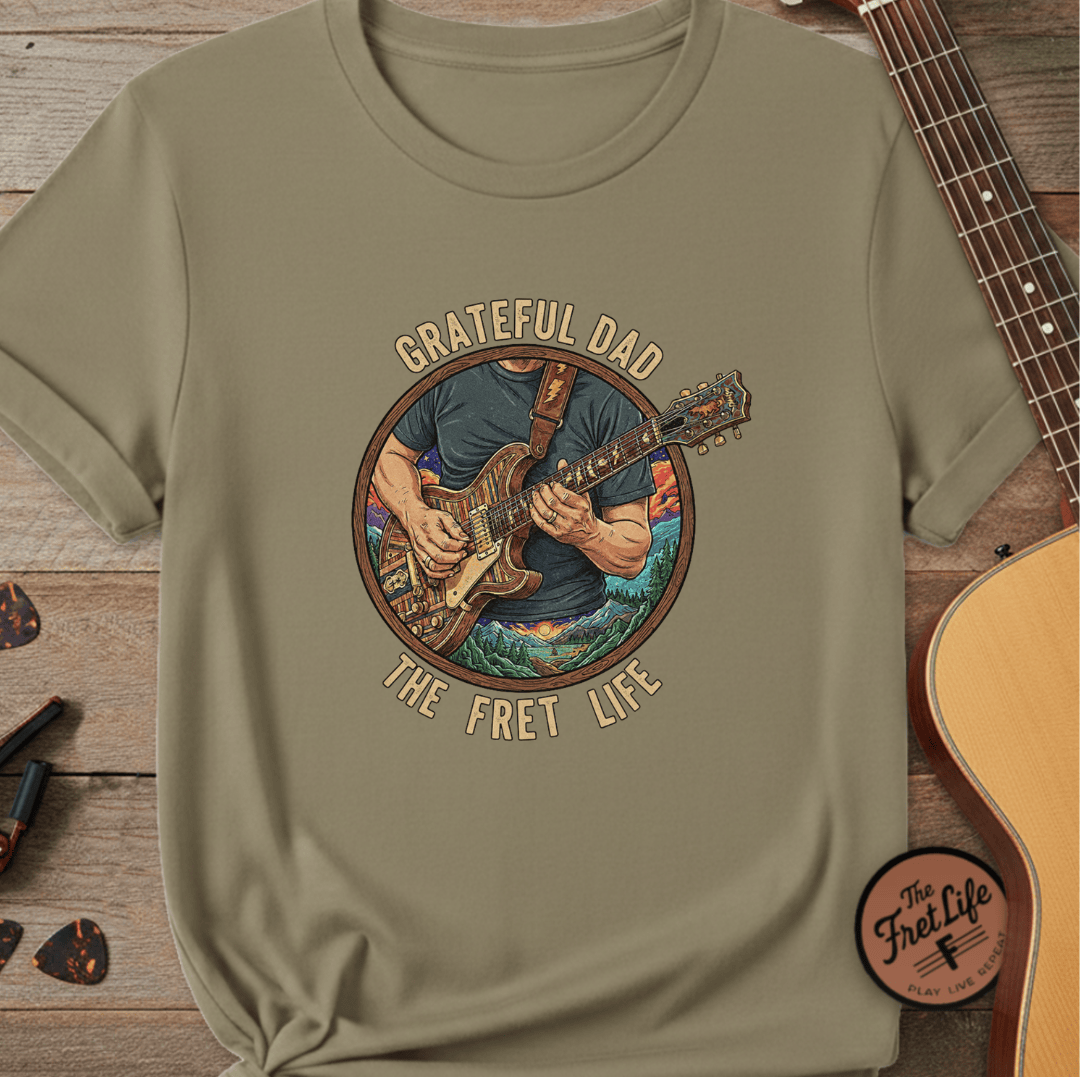 Printify T-Shirt Khaki / S Grateful Dad: The Fret Life Jam Band T-Shirt