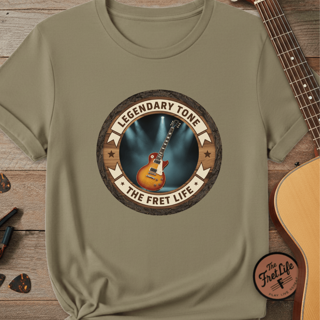Printify T-Shirt Khaki / S Legendary Tone Tee | Gibson Les Paul Electric Guitar Fan Shirt