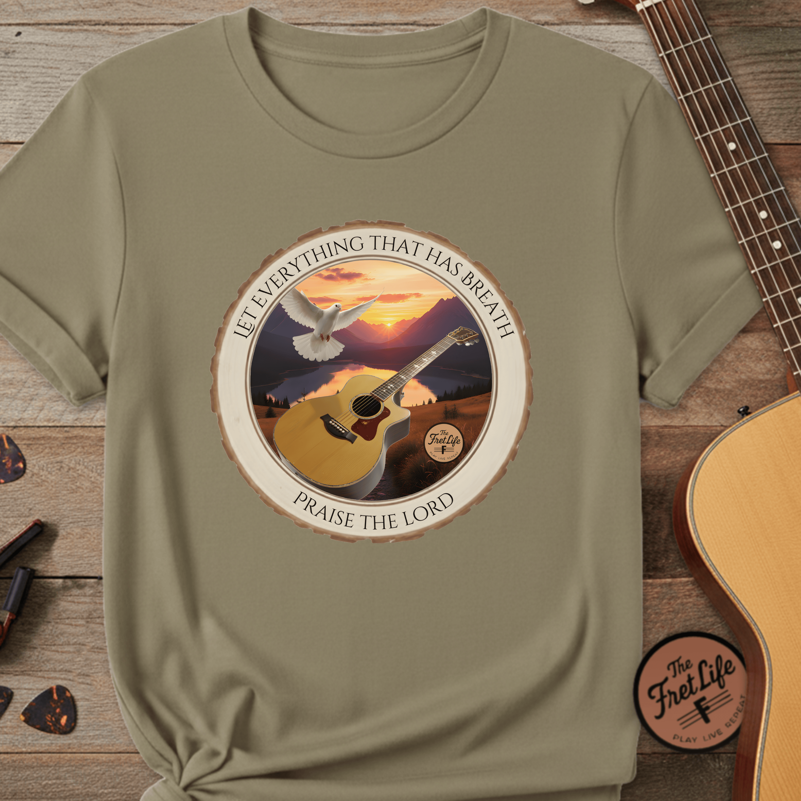 Printify T-Shirt Khaki / S Let Everything that has Breath Praise the Lord Tee