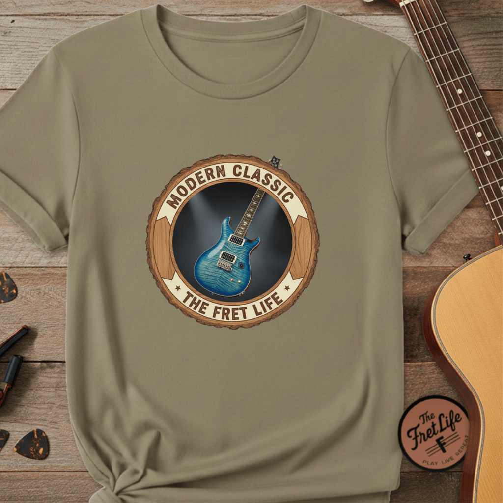 Printify T-Shirt Khaki / S Modern Classic Tee | PRS Custom 24 Electric Guitar Fan Shirt