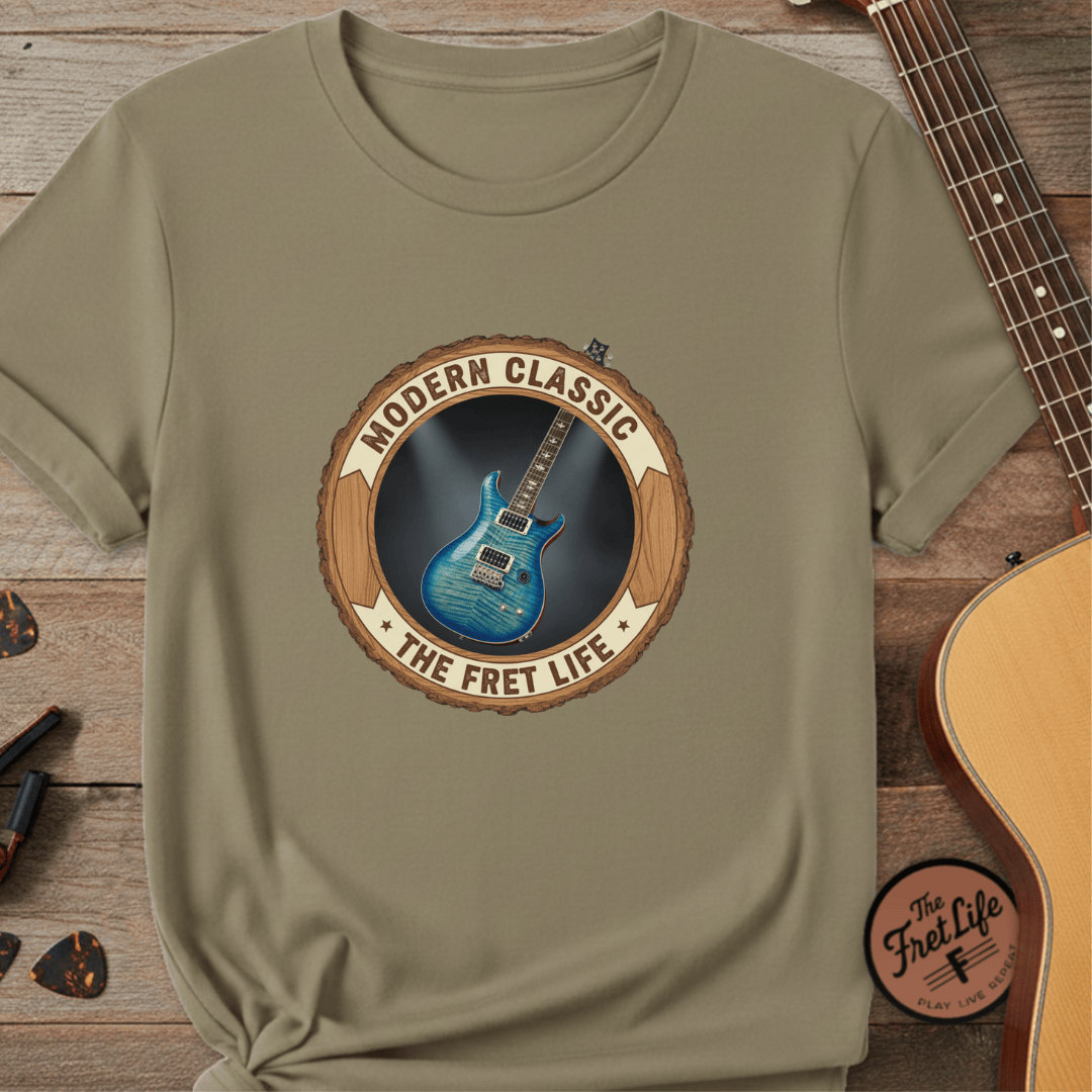 Printify T-Shirt Khaki / S Modern Classic Tee | PRS Custom 24 Electric Guitar Fan Shirt
