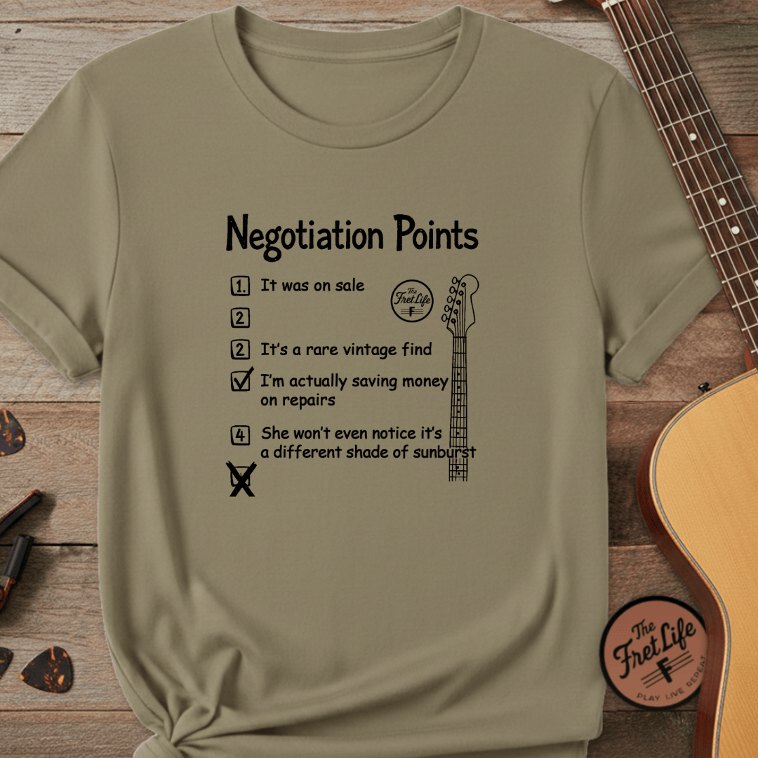 Printify T-Shirt Khaki / S Negotiation Points: The Gear Acquisition Checklist T-Shirt