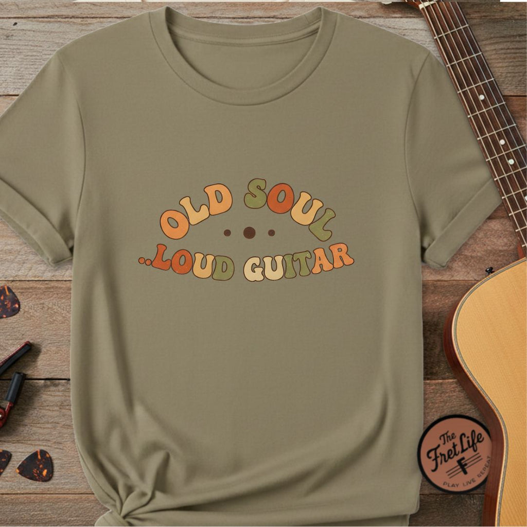 Printify T-Shirt Khaki / S Old Soul, Loud Guitar | Premium T-Shirt