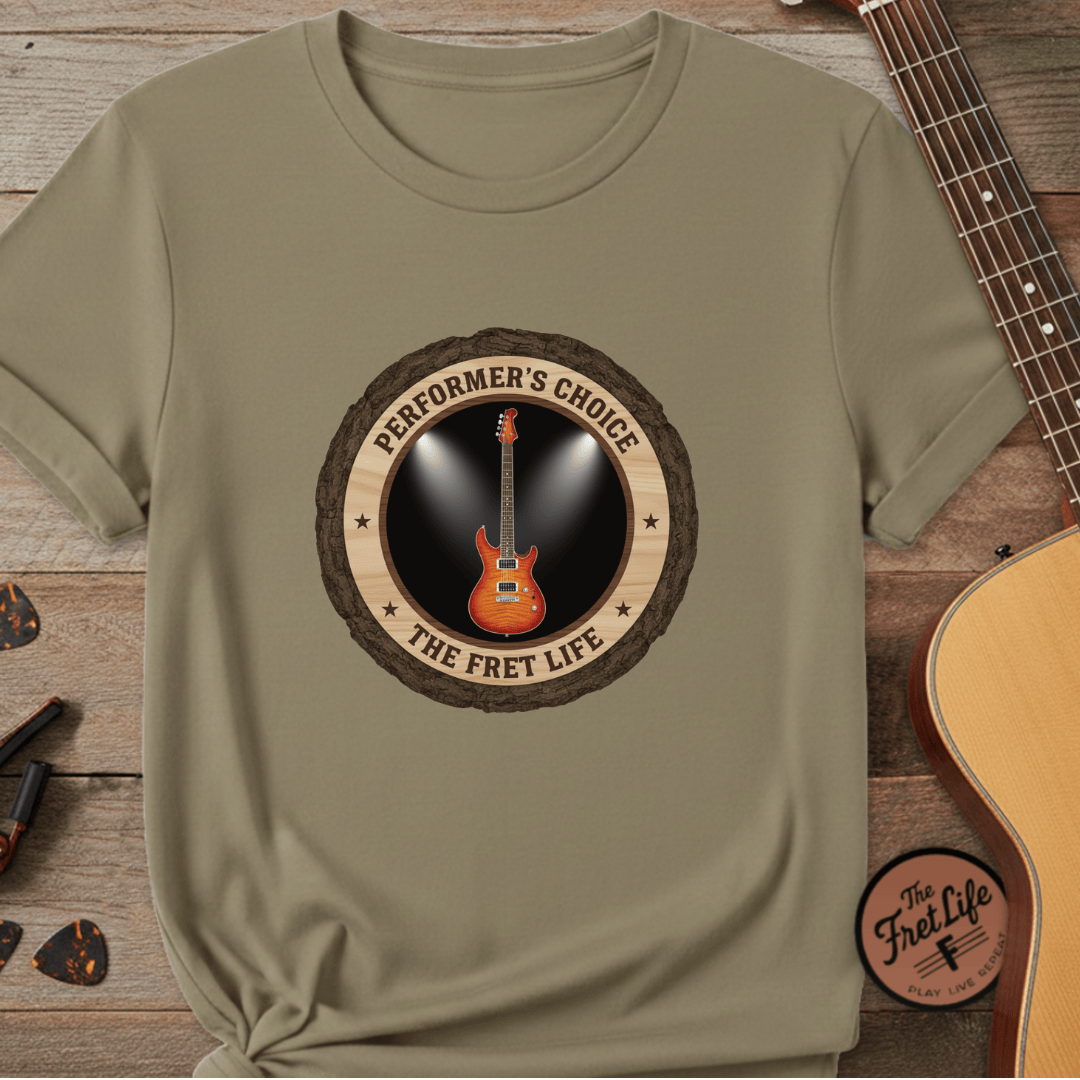 Printify T-Shirt Khaki / S Performer's Choice Tee | Music Man Luke Axis Electric Guitar Shirt