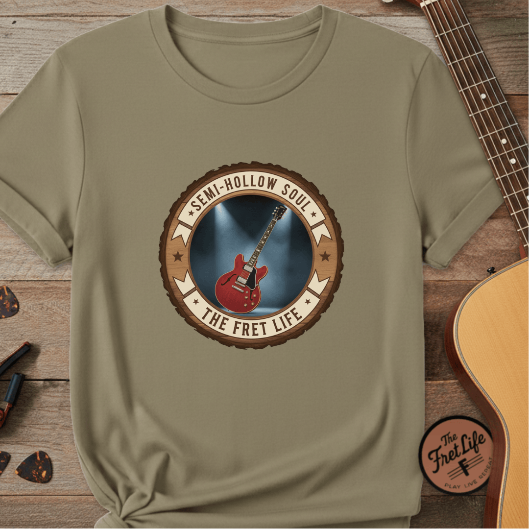 Printify T-Shirt Khaki / S Semi-Hollow Soul Tee | Gibson ES-335 Blues Jazz Guitar Shirt